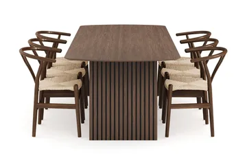 Richeto Matgrupp Rökt Ek 240 cm med 6 Dastoori Matstolar - Rökt ek - Möbler - Bord & matgrupp - Matgrupp