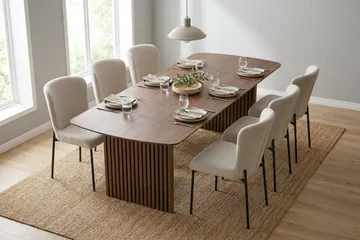 Richeto Matgrupp Rökt Ek 240 cm med 6 Elsie Matstolar - Rökt ek/Vit - Möbler - Bord & matgrupp - Matgrupp