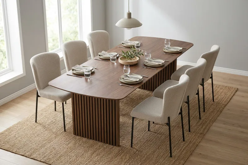 Richeto Matgrupp Rökt Ek 240 cm med 6 Elsie Matstolar - Rökt ek/Vit - Möbler - Bord & matgrupp - Matgrupp