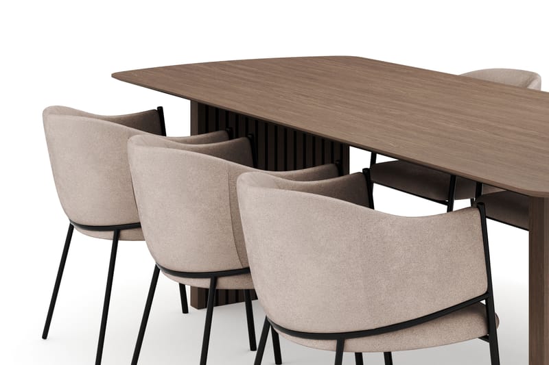 Richeto Matgrupp Rökt Ek 240 cm med 6 Evelina Matstolar - Rökt ek - Möbler - Bord & matgrupp - Matgrupp