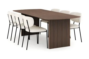 Richeto Matgrupp Rökt Ek 240 cm med 6 Gemmiano Matstolar - Rökt ek - Möbler - Bord & matgrupp - Matgrupp