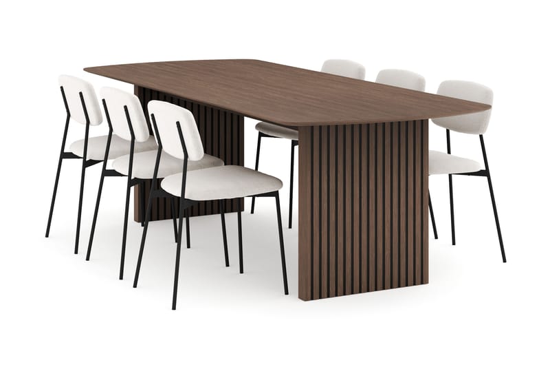 Richeto Matgrupp Rökt Ek 240 cm med 6 Lowe Matstolar - Rökt ek - Möbler - Bord & matgrupp - Matgrupp