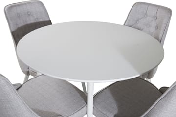 Ridones Matgrupp 100 cm Rund inkl 4 Valera Stolar - Vit/Grå - Möbler - Bord & matgrupp - Matgrupp