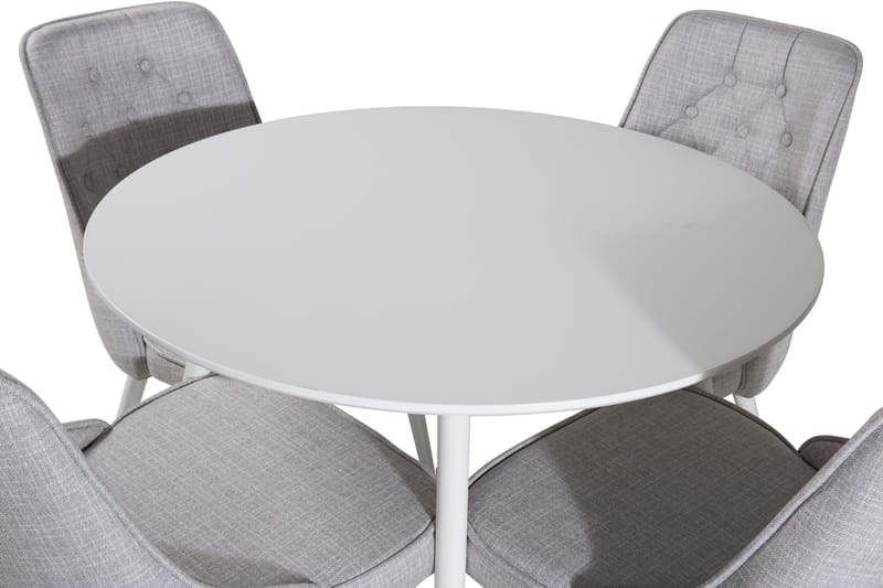 Ridones Matgrupp 100 cm Rund inkl 4 Valera Stolar - Vit/Grå - Möbler - Bord & matgrupp - Matgrupp