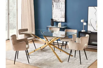 Rimbey Matbord 90x160 cm - Transparent/Guld - Möbler - Bord & matgrupp - Matbord & köksbord