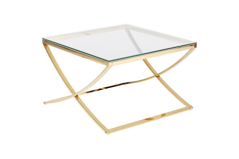 Ringgold Kvadratiskt Soffbord 70 cm i Glas med Metallunderrede, Klar
