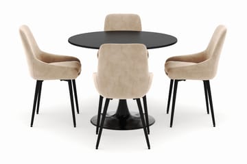 Ringstad Rund Matgrupp 100cm med 4 Alsarp Matstolar - Svart - Möbler - Bord & matgrupp - Matgrupp