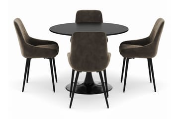 Ringstad Rund Matgrupp 100cm med 4 Alsarp Matstolar - Svart - Möbler - Bord & matgrupp - Matgrupp