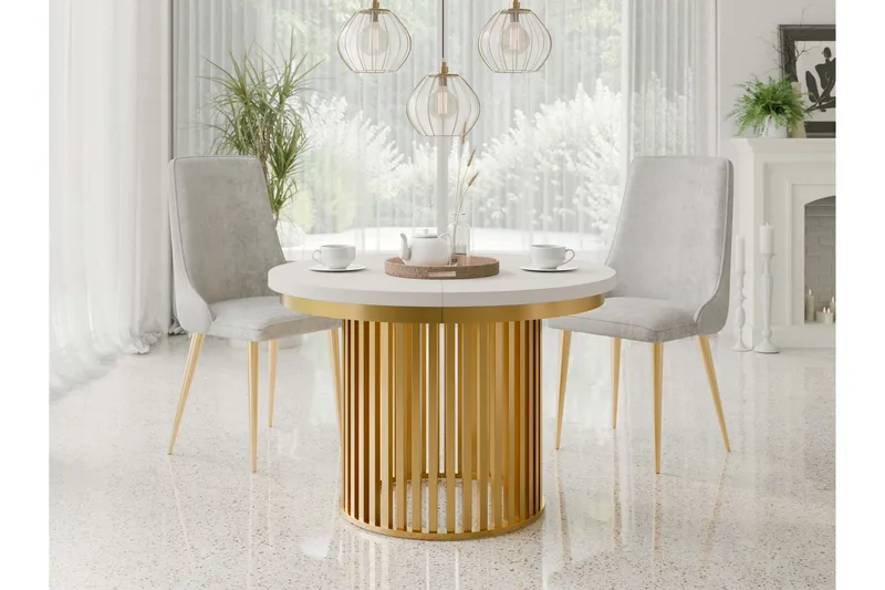 Rivale Matbord 100 cm Rund - Beige/Guld - Möbler - Bord & matgrupp - Matbord & köksbord