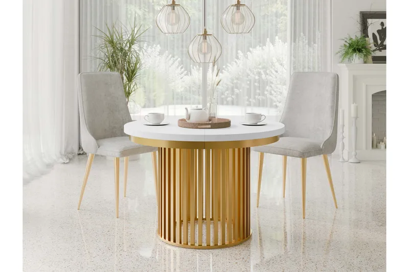 Rivale Matbord 100 cm Rund - Vit/Guld - Möbler - Bord & matgrupp - Matbord & köksbord