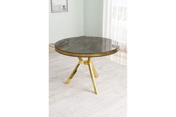 Rivor Litet Runt Matbord 90 cm med Marmorutseende - Grå / Guld - Möbler - Bord & matgrupp - Marmorbord