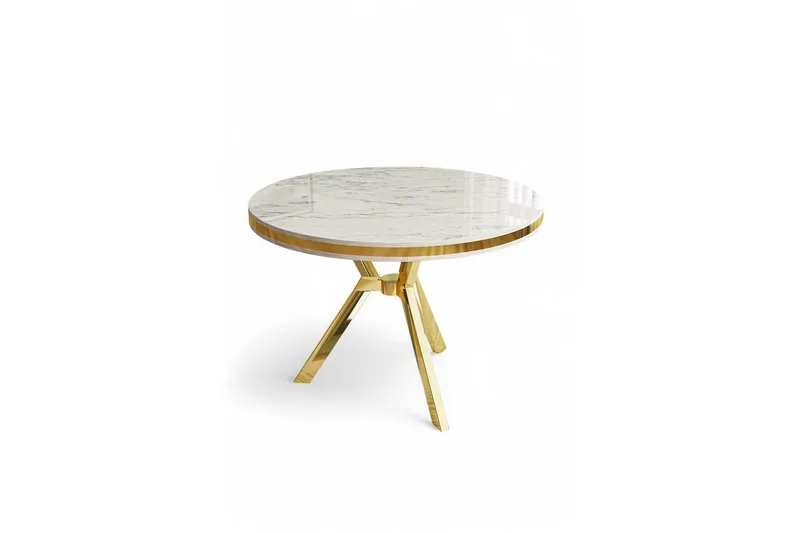 Rivor Matbord 90 cm Rund - Vit Marmor/Guld - Möbler - Bord & matgrupp - Matbord & köksbord