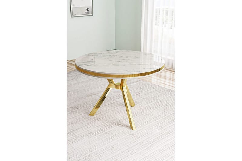 Rivor Matbord 90 cm Rund - Vit Marmor/Guld - Möbler - Bord & matgrupp - Matbord & köksbord