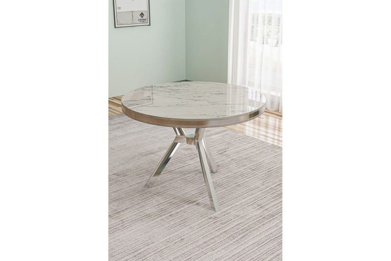 Rivor Matbord 90 cm Rund - Vit Marmor/Krom - Möbler - Bord & matgrupp - Matbord & köksbord