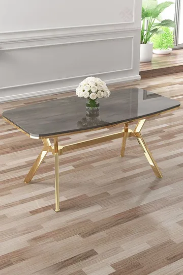 Rolin Matbord 160 cm - Antracit/Guld - Möbler - Bord & matgrupp - Marmorbord