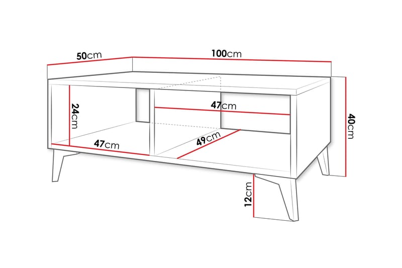 Royston 100 cm Rektangulärt Soffbord med Hyllor i Målat Trä - Vit - Möbler - Bord & matgrupp - Soffbord