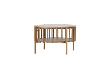 Rubbo Runt Soffbord 80 cm med Hyllor i Trä med Ljust Trä - Beige - Möbler - Bord & matgrupp - Soffbord