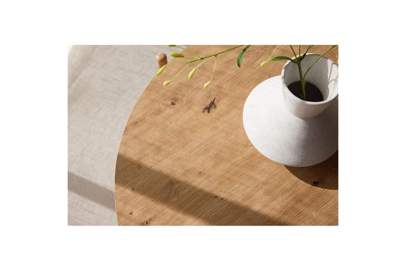 Rubbo Runt Soffbord 80 cm med Hyllor i Trä med Ljust Trä - Beige - Möbler - Bord & matgrupp - Soffbord