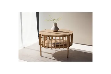 Rubbo Runt Soffbord 80 cm med Hyllor i Trä med Ljust Trä - Beige - Möbler - Bord & matgrupp - Soffbord