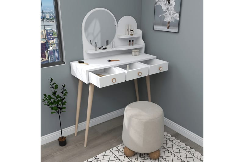 Ruges Sminkbord 74 cm - Vit - Möbler - Bord & matgrupp - Sminkbord & toalettbord