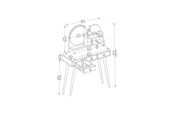 Ruges Sminkbord 74 cm - Vit - Möbler - Bord & matgrupp - Sminkbord & toalettbord