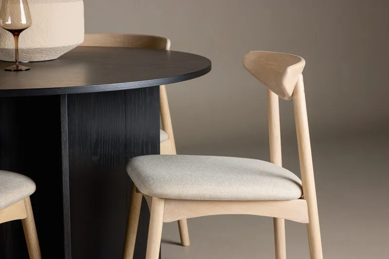 Rund Matgrupp Tyresö 120 cm rund med 4 Ven Stolar - Svart/whitewash - Möbler - Bord & matgrupp - Matgrupp