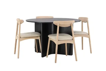 Rund Matgrupp Tyresö 120 cm rund med 4 Ven Stolar - Svart/whitewash - Möbler - Bord & matgrupp - Matgrupp