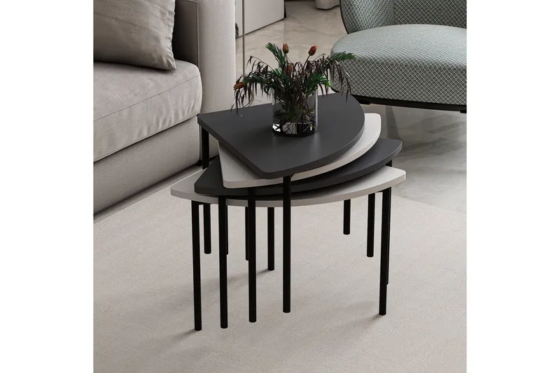 Rusele Soffbord 90 cm - Vit/Antracit - Möbler - Bord & matgrupp - Soffbord