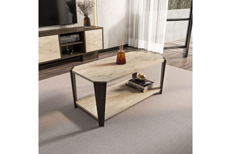 Rylas Soffbord 91 cm - Valnöt/Travertine - Möbler - Bord & matgrupp - Soffbord
