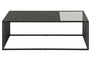 Saklani 120x60 cm Rektangulärt Soffbord i Metall med Glasskiva - Svart - Möbler - Bord & matgrupp - Marmorbord