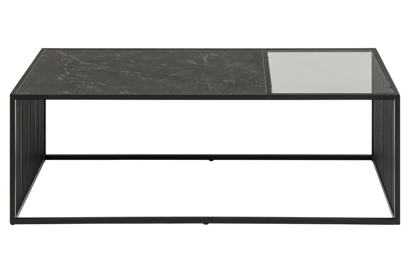 Saklani 120x60 cm Rektangulärt Soffbord i Metall med Glasskiva - Svart - Möbler - Bord & matgrupp - Marmorbord
