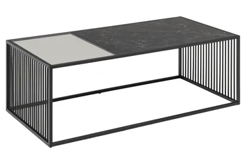 Saklani 120x60 cm Rektangulärt Soffbord i Metall med Glasskiva - Svart - Möbler - Bord & matgrupp - Marmorbord