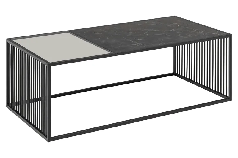 Saklani 120x60 cm Rektangulärt Soffbord i Metall med Glasskiva - Svart - Möbler - Bord & matgrupp - Marmorbord
