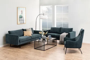 Saklani 120x60 cm Rektangulärt Soffbord i Metall med Glasskiva - Svart - Möbler - Bord & matgrupp - Marmorbord