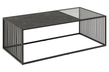 Saklani 120x60 cm Rektangulärt Soffbord i Metall med Glasskiva - Svart - Möbler - Bord & matgrupp - Marmorbord