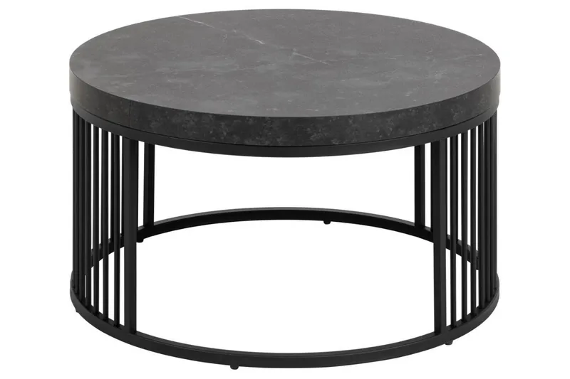 Saklani Runt Soffbord 65 cm i Metall med Stavunderrede - Mörkgrå - Möbler - Bord & matgrupp - Soffbord