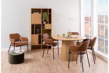 Saku Runt Matbord 120 cm med Trä- och Ekutseende - Beige - Möbler - Bord & matgrupp - Matbord & köksbord