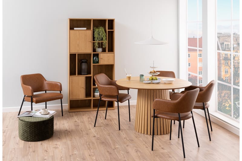 Saku Runt Matbord 120 cm med Trä- och Ekutseende - Beige - Möbler - Bord & matgrupp - Matbord & köksbord