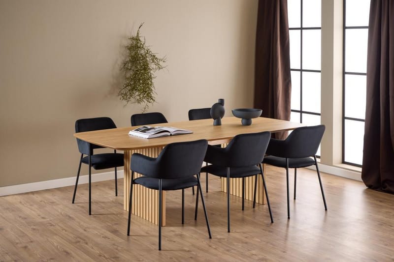Saku Stort Rektangulärt Matbord 220 cm med Trä- och Ekutseende - Beige - Möbler - Bord & matgrupp - Matbord & köksbord
