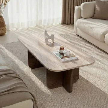 Salrin Soffbord 120x41x60 cm - Travertin, Venezia-valnöt - Möbler - Bord & matgrupp - Soffbord