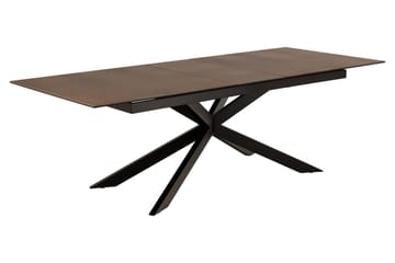 Salupa Utdragbart Rektangulärt Matbord 200–240 cm med Glasskiva, Sten- och Metallutseende - Brun - Möbler - Bord & matgrupp - Matbord & köksbord