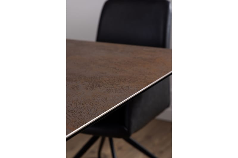 Salupa Utdragbart Rektangulärt Matbord 200–240 cm med Glasskiva, Sten- och Metallutseende - Brun - Möbler - Bord & matgrupp - Matbord & köksbord