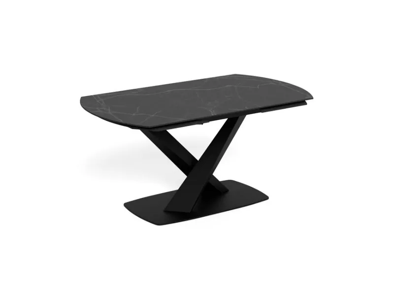 Salvas Förlängningsbart Matbord 160-240 cm Oval, Matt Svart Topp med Vita Nyanser; Svart Bas