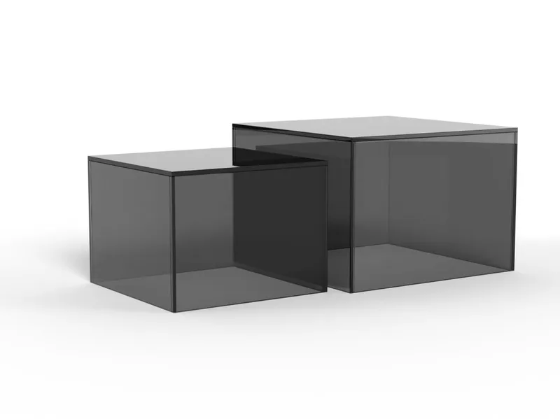 Samon Kvadratiskt Soffbord 50 cm i Glas, Grå