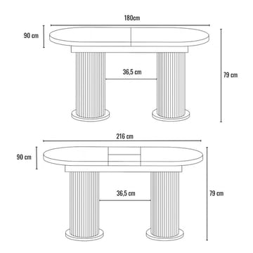 Samtens Matbord Oval 180 cm - Brun/Taupe - Möbler - Bord & matgrupp - Matbord & köksbord