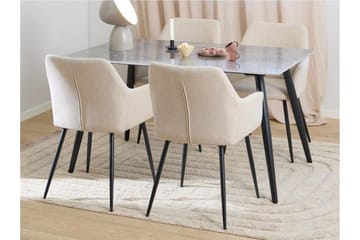Sanjoan Matgrupp 140 cm + 4 st Nielsby Matstolar - Grå/Beige/Svart - Möbler - Bord & matgrupp - Matgrupp