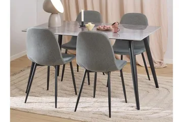 Sanjoan Matgrupp 140 cm + 4 st Salaman Matstolar - Grå/Svart - Möbler - Bord & matgrupp - Matgrupp