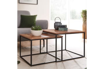 Satsbord Wohnling Set med 2 i massivt trä fyrkantiga metallben modern - Möbler - Bord & matgrupp - Soffbord