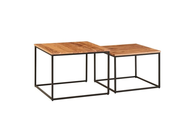 Satsbord Wohnling Set med 2 i massivt trä fyrkantiga metallben modern - Möbler - Bord & matgrupp - Soffbord
