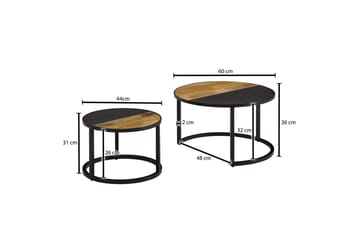 Satsbord Wohnling Set med 2 i massivt trä stenoptik metallben industriell - Möbler - Bord & matgrupp - Soffbord